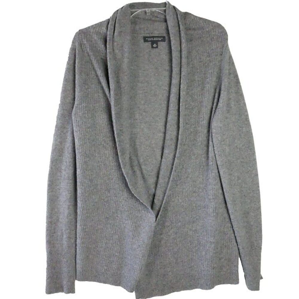 Banana Republic Women Size M Cardigan Top Gray Solid Wool Blend Long Sleeve Open